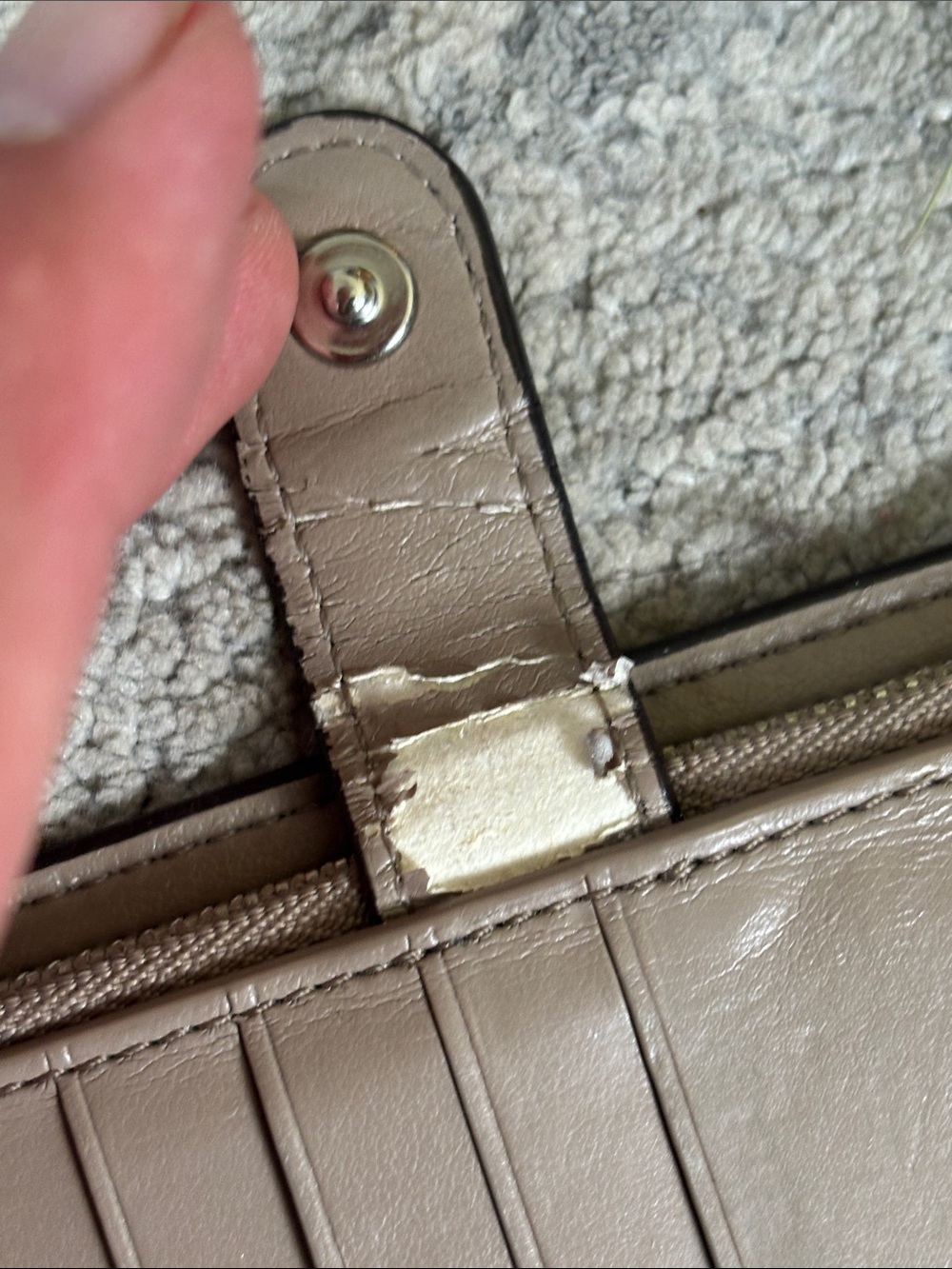Coach Taupe Zip-Around Leather Wallet with Silver Logo lots of wear see pics. - Picture 5 of 9